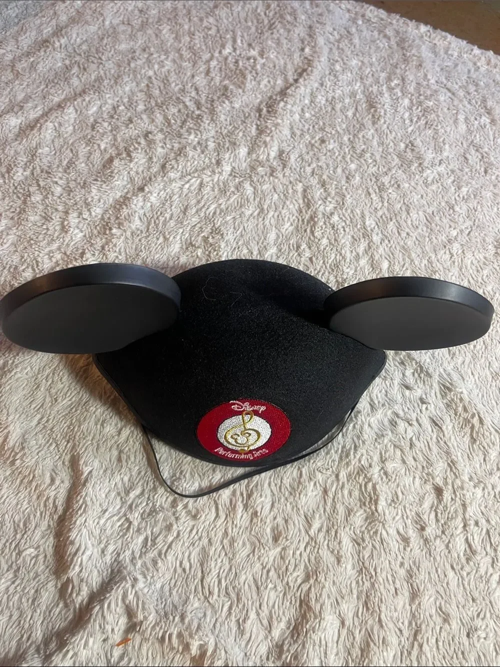 Disney Black Mickey Ear Hat with Red performing arts Emblem